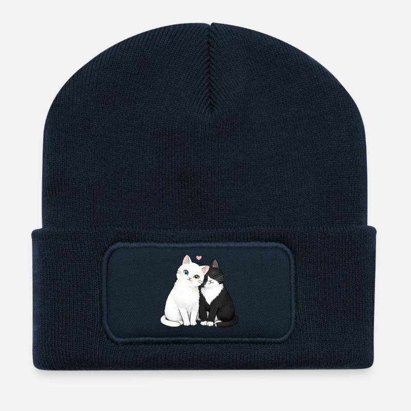 Katzenfreunde Duo Herzchen - Recycelte Patch Beanie - French Navy
