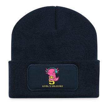 Joueur Axolotl de niveau 5 débloqué - Beanie recyclé à patch - bleu marine - Devant