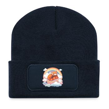 Red Panda in Rainbow Cloud Cake - Recycled Patch Beanie - french navy - Front