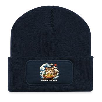 Kawaii Neko Ramen Cat Noodle Anime - Recycelte Patch Beanie - French Navy - Vorne