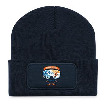Apres Ski Team Comic Design - Recycelte Patch Beanie - French Navy - Vorne