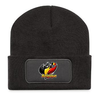 Drapeau et Electron de la Belgique - Beanie recyclé à patch - charbon - Devant