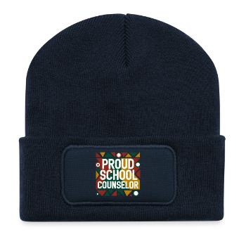 Proud School Counselor Geometric Abstract Design - Recycled Patch Beanie - french navy - Front