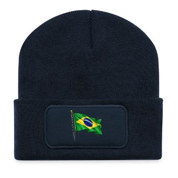 Brasilien Flagge - Recycelte Patch Beanie - French Navy - Vorne