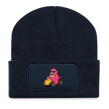 Pink Monkey Racer Kart - Recycelte Patch Beanie - French Navy - Vorne