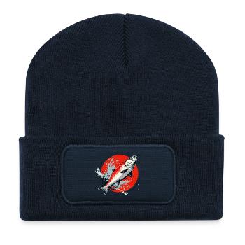 Image de poissons - Beanie recyclé à patch - bleu marine - Devant