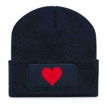 Valentines Red Heart, Valentine's Day - Recycled Patch Beanie - french navy - Front