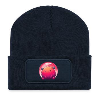 Fluffiges Monstergesicht Gradient - Recycelte Patch Beanie - French Navy - Vorne