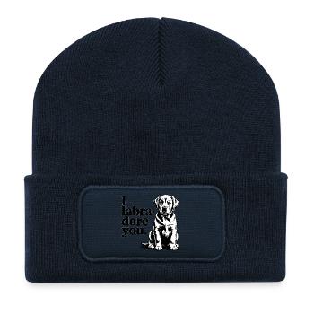 Labrador "I Labra-dore You" liebt Hunde - Recycelte Patch Beanie - French Navy - Vorne