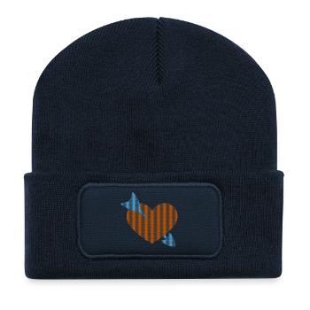 Herz mit Pfeil durchbohrt - Recycelte Patch Beanie - French Navy - Vorne