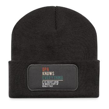 Opa weiß alles lustiges Opa-Zitat - Recycelte Patch Beanie - Dunkelgrau - Vorne