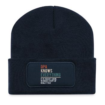 Opa weiß alles lustiges Opa-Zitat - Recycelte Patch Beanie - French Navy - Vorne