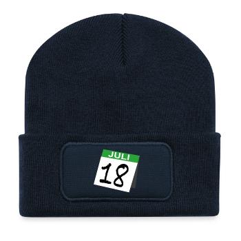 18th Birthday Calendar July Eighteen - Recycled Patch Beanie - french navy - Front