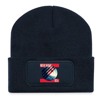 Neue Welle Neon Surf 80er - Recycelte Patch Beanie - French Navy - Vorne