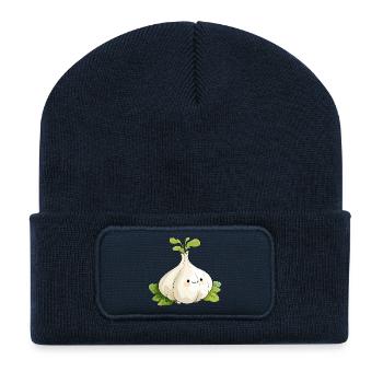 Kawaii Knoblauchknolle Mascot - Recycelte Patch Beanie - French Navy - Vorne