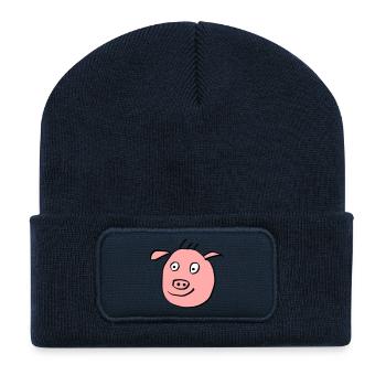 Cute pig face - Recycled Patch Beanie - french navy - Front