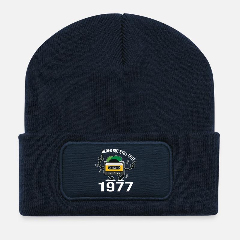 Geburtstag 1977 1977 Geboren 1977 Geburtstag - Recycelte Patch Beanie - French Navy