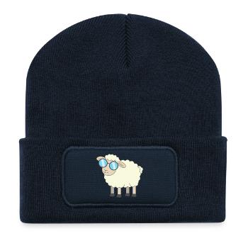Sonnenbrille Schaf Cartoon - Recycelte Patch Beanie - French Navy - Vorne