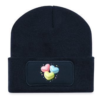 Macarons in Heart Shape Pastel Gift - Recycled Patch Beanie - french navy - Front