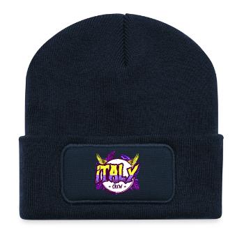 Équipage italien coloré - Beanie recyclé à patch - bleu marine - Devant