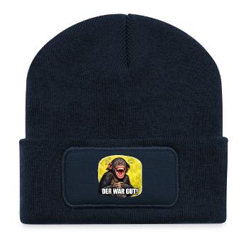 Lachender Affe - Der war gut! - Recycelte Patch Beanie - French Navy - Vorne