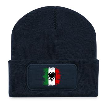 Arbresh_Italien_Albanien_Flagge_used - Beanie recyclé à patch - bleu marine - Devant