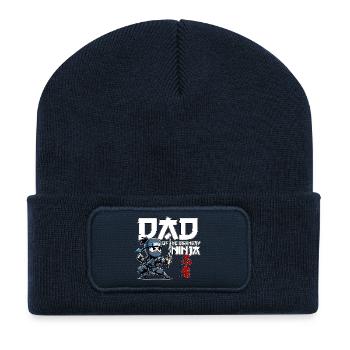 Dad Of The Birthday Ninja Birthday Funny - Recycled Patch Beanie - french navy - Front