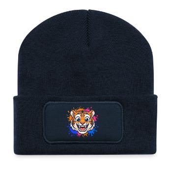 Laughing Tiger Splash of Color - Recycled Patch Beanie - french navy - Front