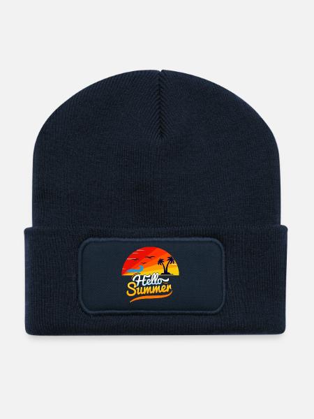 Bonjour l’été – Soleil tropical - Beanie recyclé à patch - bleu marine