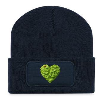 Cœur de trèfles avec Ladybug - Beanie recyclé à patch - bleu marine - Devant