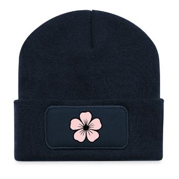 Hibiscus Blossom Pastel Flowers Gift Mother - Recycled Patch Beanie - french navy - Front