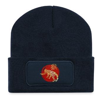 Affe Chinesisches Tierkreiszeichen Horoskop - Recycelte Patch Beanie - French Navy - Vorne