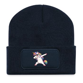 Dabbing Einhorn - Recycelte Patch Beanie - French Navy - Vorne