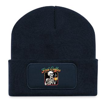 Erst Kaffee Skelett - Recycelte Patch Beanie - French Navy - Vorne