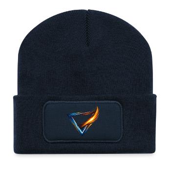 Trikot Design Dreieck Blau Orange Dynamisch Stil - Recycelte Patch Beanie - French Navy - Vorne