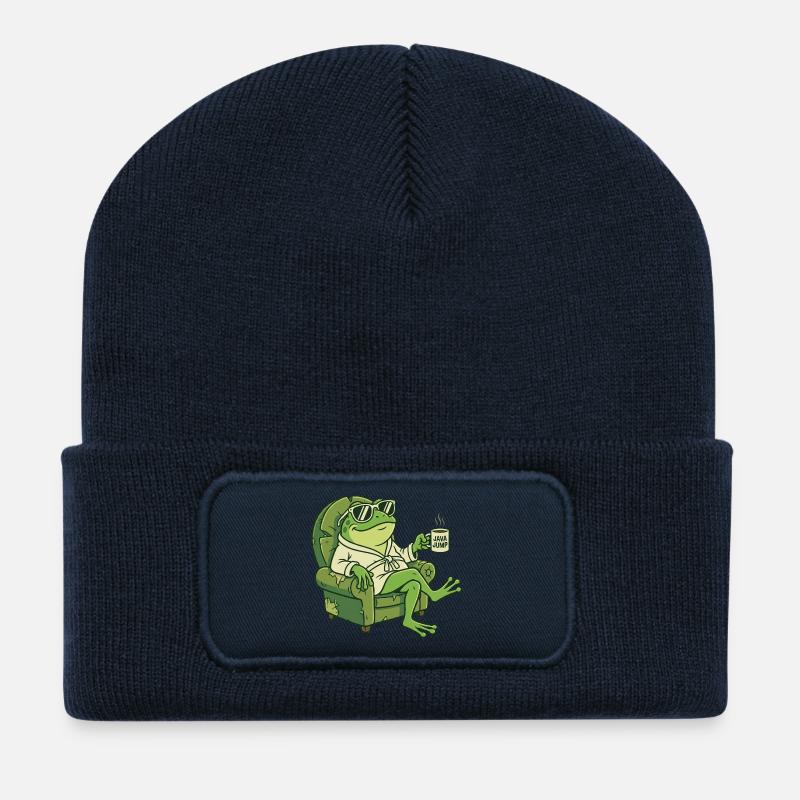 lustiger Frosch-Cartoon - Recycelte Patch Beanie - French Navy