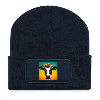cow - Recycled Patch Beanie - french navy - Front