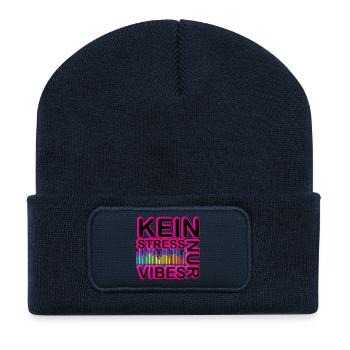 Kein Stress Vibes Neon - Recycelte Patch Beanie - French Navy - Vorne