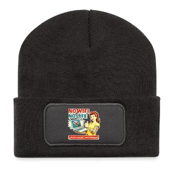 No Wi-Fi No Life Retro - Recycled Patch Beanie - dark grey - Front