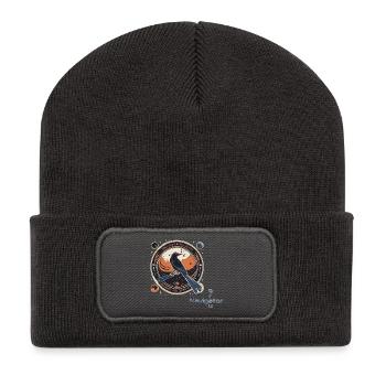 Raven_Mission_Patch_cutadd2 - Recycled Patch Beanie - dark grey - Front