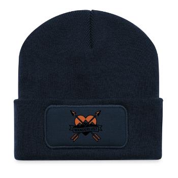 Herz Pfeile Wanderlust Emblem - Recycelte Patch Beanie - French Navy - Vorne