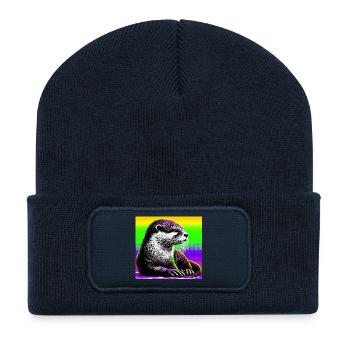 loutre - Beanie recyclé à patch - bleu marine - Devant