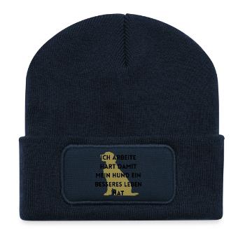 Lustiges Hunde Shirt Geschenk Hundeliebhaber  - Recycelte Patch Beanie - French Navy - Vorne