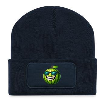 Cool watermelon with sunglasses - Recycled Patch Beanie - french navy - Front