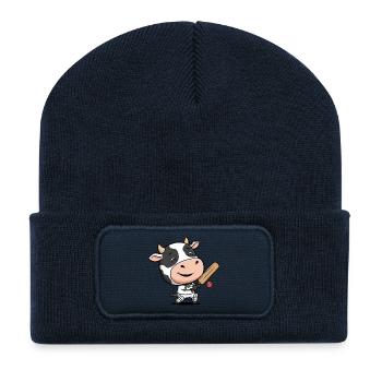 Motif humoristique de la vache grillon - Beanie recyclé à patch - bleu marine - Devant