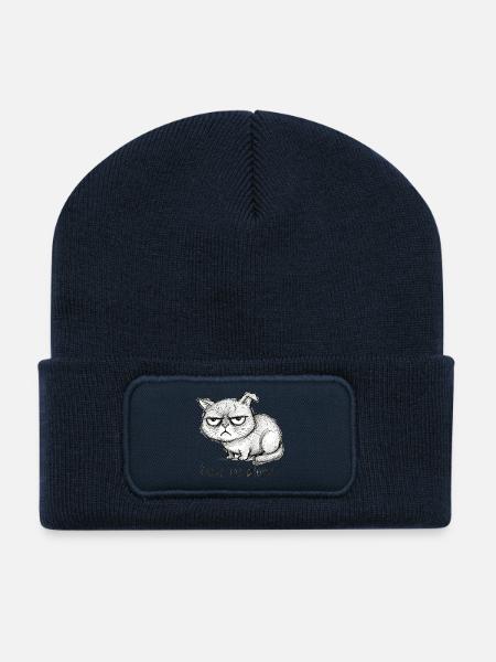 Doodle Cat - Recycled Patch Beanie - french navy