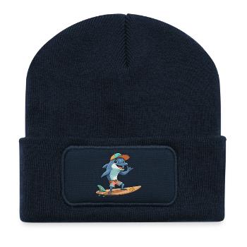 Surfer Dolphin Beach Look - Beanie recyclé à patch - bleu marine - Devant
