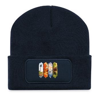Connecticut Vacation Travel – New England Coast - Recycled Patch Beanie - french navy - Front