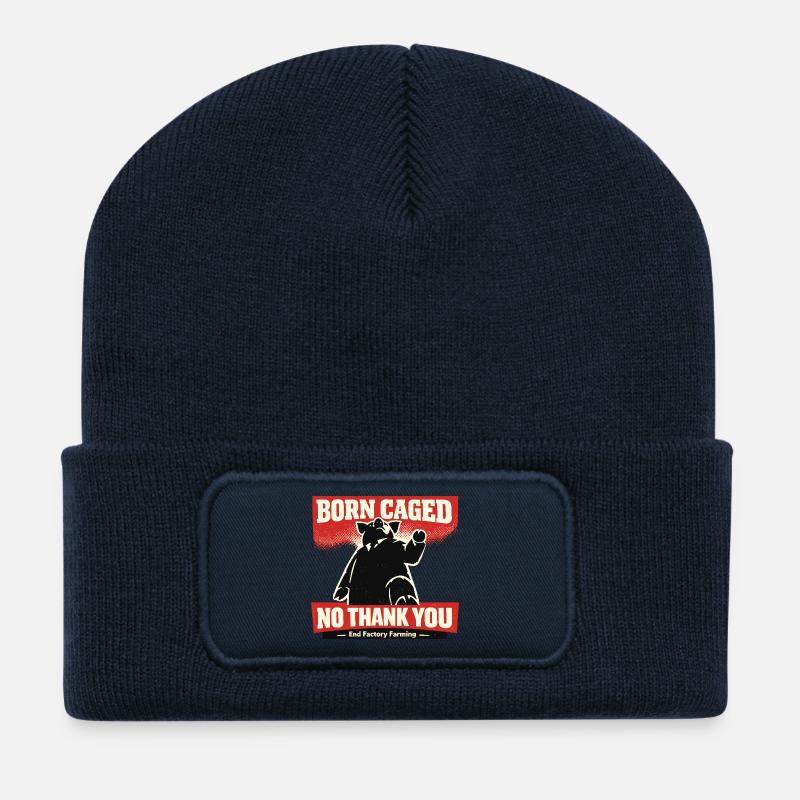 Geboren Gefangen – Nein Danke Factory Farming - Recycelte Patch Beanie - French Navy