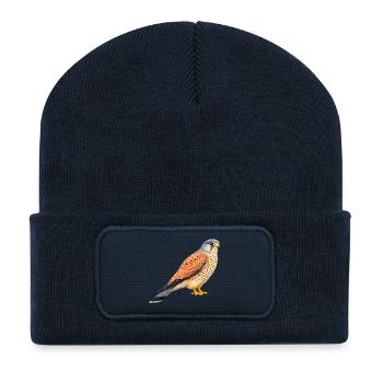 Mâle de crécerelle commune - Beanie recyclé à patch - bleu marine - Devant